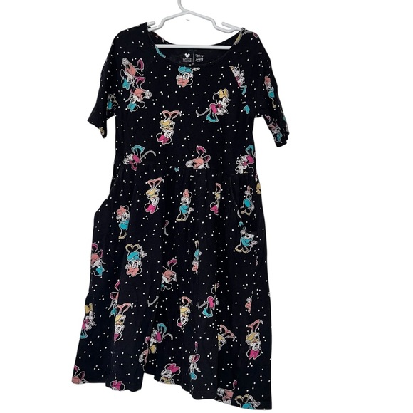 Jumping Beans Disney Minnie Mouse polka dot Black skater Dress Sz 7 - Picture 1 of 2
